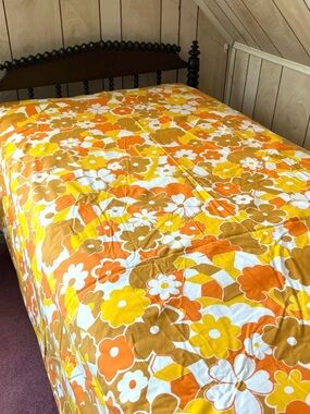 Vintage Wabasso floral flat sheet MCM Groovy